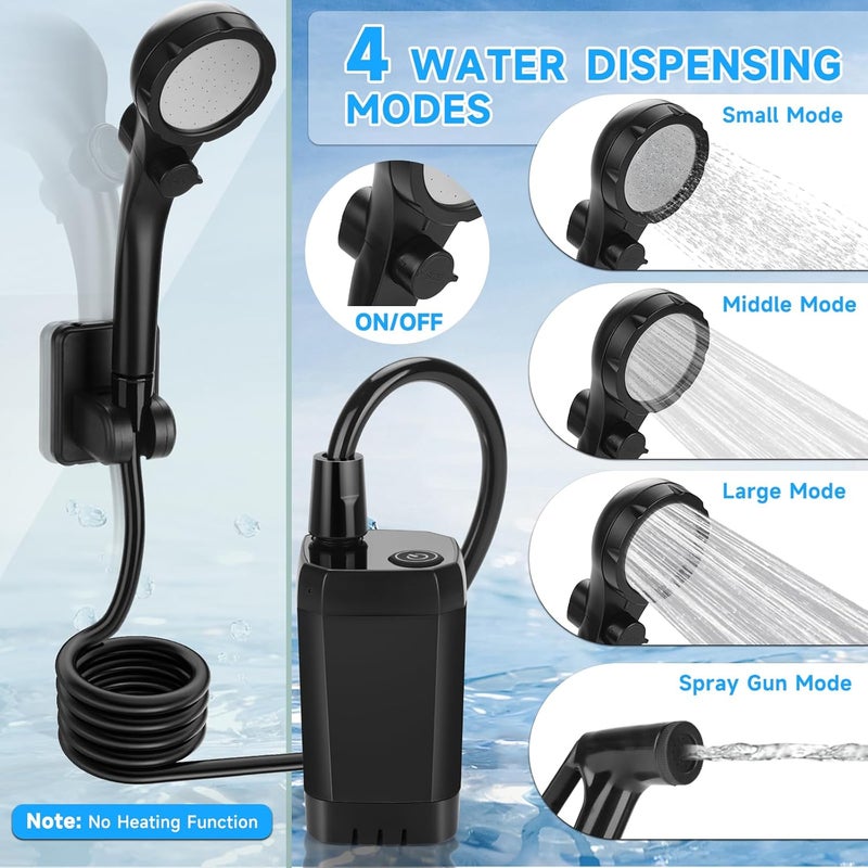 vignuto Portable Shower for Camping, Rechargeable Camping Shower Pump with LED Display of Battery Level and Temperature - Image 3